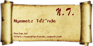 Nyemetz Tünde névjegykártya